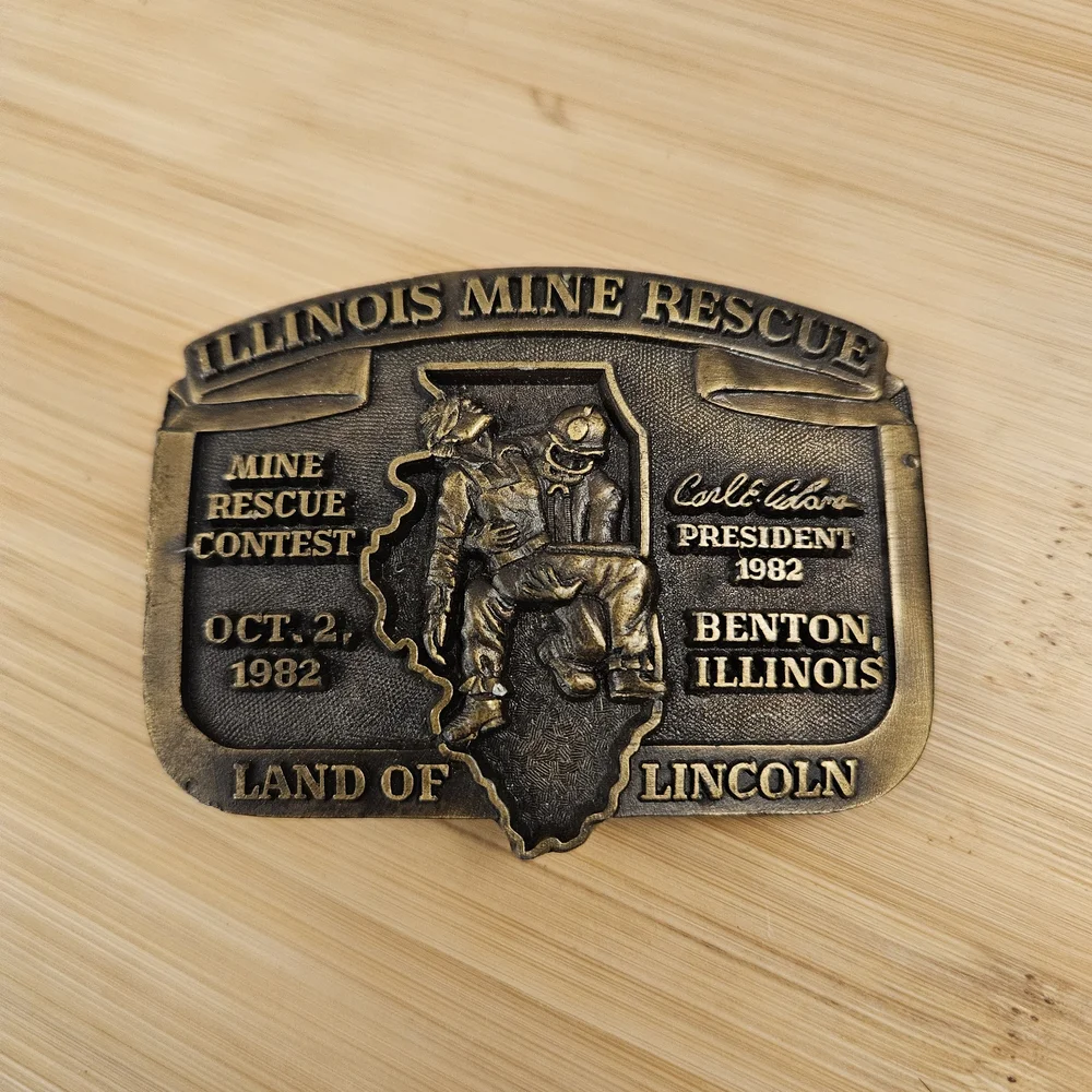 Illinois Mine‎ Rescue Contest 1984 Benton, IL Mine Mining Miner Belt Buckle Vtg